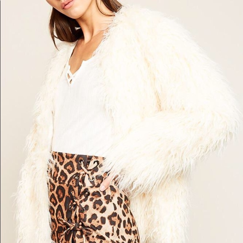 Cream Faux Fur Coat